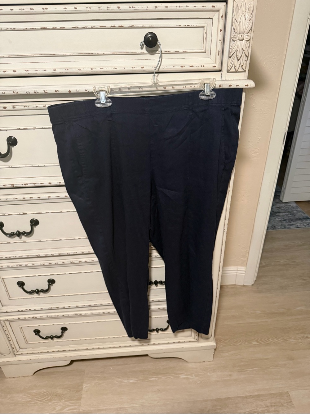 J. Jill Straight-Leg Linen Navy Pull-On Pants